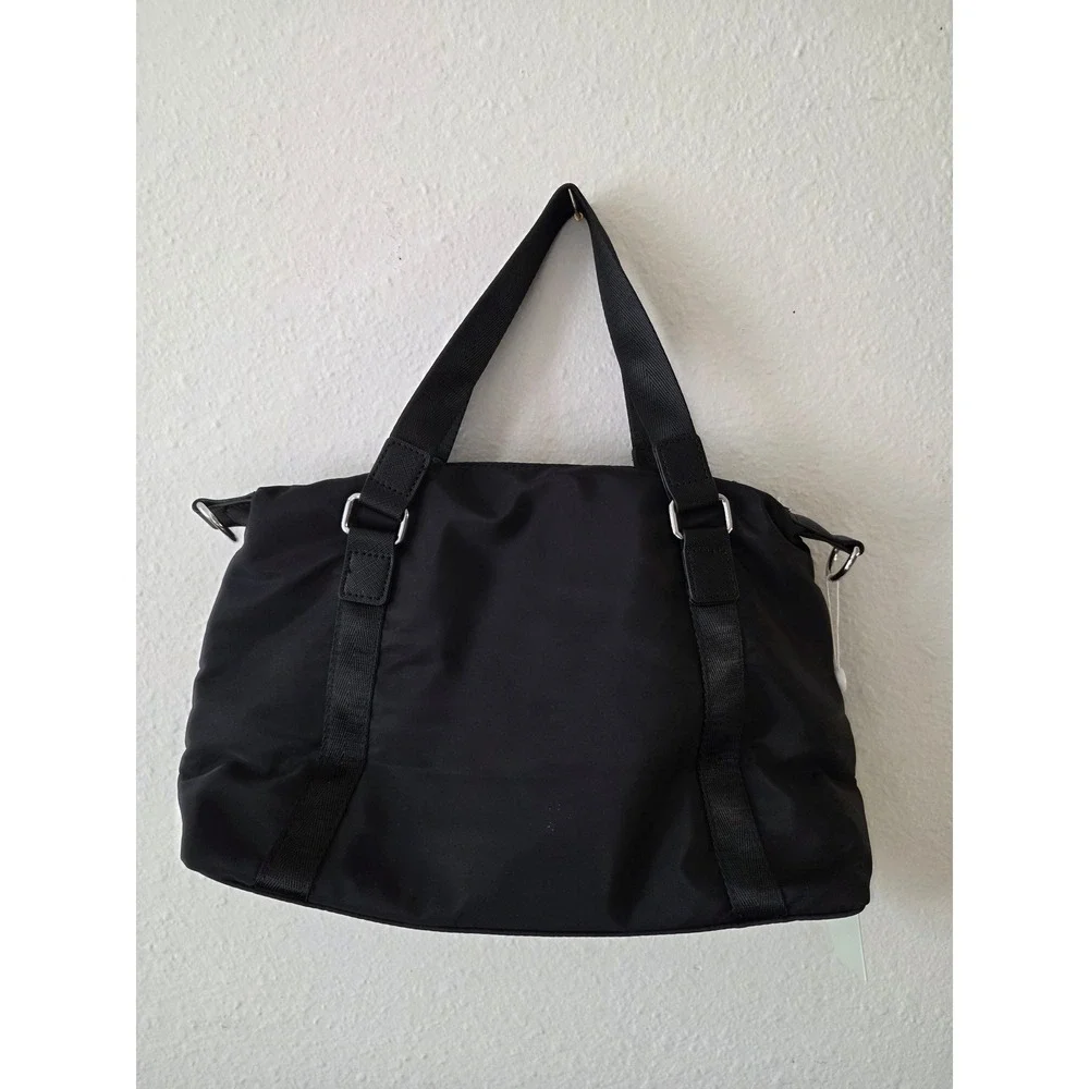 Valentino Orlandi Black Nylon Satchel Crossbody Bag Silver Hardware NWT